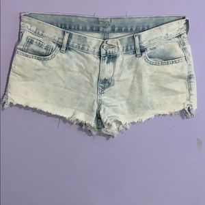 Acid wash denim shorts